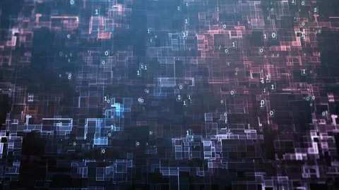 Background network of particles of binary code, digital technology of movement Stock Footage 143136244