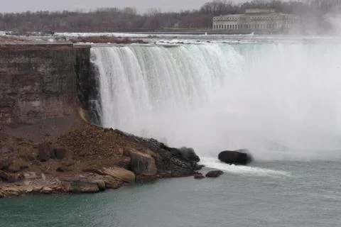Background with the Niagara Falls in winter Stock Photos