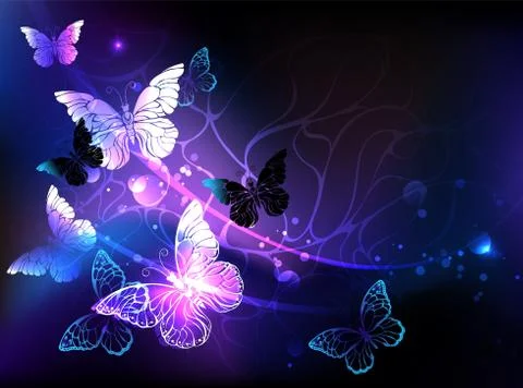 Background with night butterflies Illustrazione stock