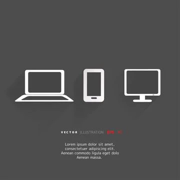 Background with notebook and smartphone icons, flat design Stock Illustration
