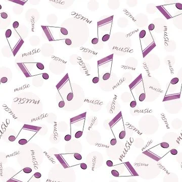 Background from notes, circles and the word music on a white background. Stock Illustration