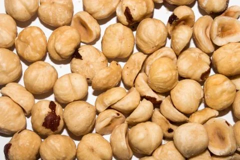 Background from the nuts of the hazelnut. Stock Photos