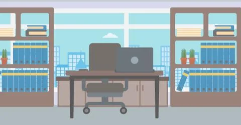 Background of office with city view Stock Illustration
