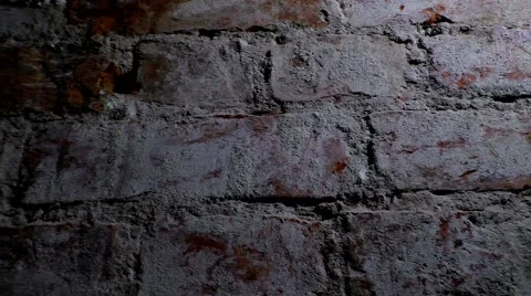 Background old brick wall with old worn bricks with holes in the wall Stock Footage 68573182