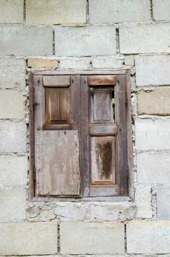 Background of old brick wall with vintage window Foto stock
