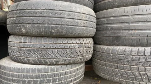 Background with old car tires 库存影片 164104043