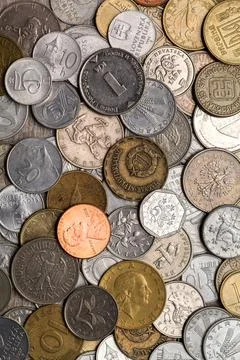 Background of old coins 库存照片