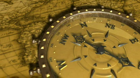 Background With Old Map and Compass - Compass 05 (HD) 動画素材 733553