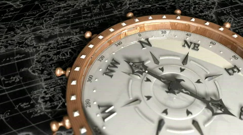 Background With Old Map and Compass - Compass 15 (HD) Stock Footage 739453