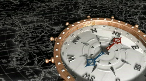 Background With Old Map and Compass - Compass 17 (HD) Stock Footage 759984