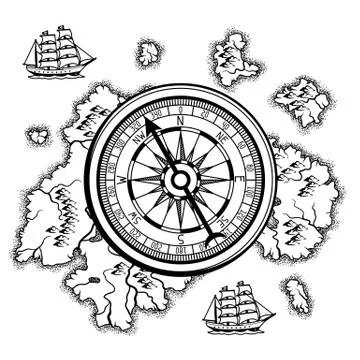 Background with old nautical map. Stock Illustration
