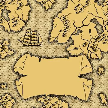 Background with old nautical map. Stock Illustration