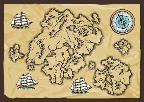 Background with old nautical map. Stock Illustration