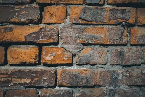 Background of old red brick wall pattern texture. Stock Photos