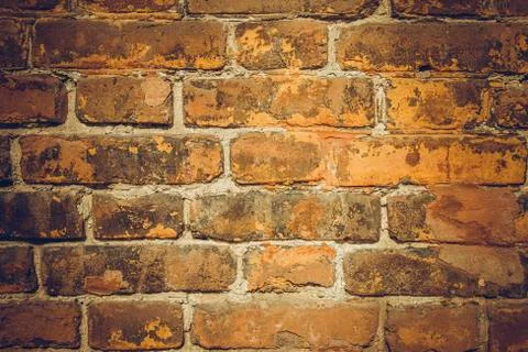 Background of old red brick wall pattern texture. Stock Photos