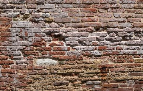 Background of old red brick wall texture Stock Photos