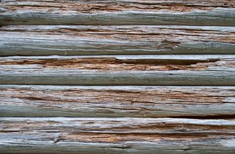 Background of old rotten log wall Stock Photos