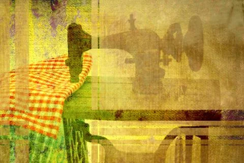 Background old sewing machine Stock Illustration