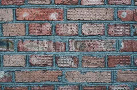 Background from old surface, Wall with red old bricks, outdoor destructive we Stock Photos
