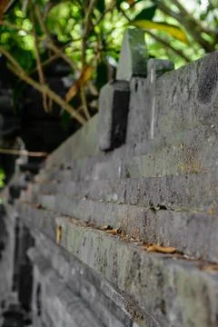 Background of old temple stone wall in Bali island, Indonesia Stock Photos