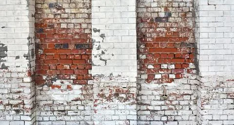 Background old white red brick wall texture. Vintage Stock-Fotos