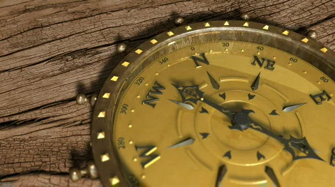 Background With Old Wood and Compass - Compass 08 (HD) Stock Footage 734034