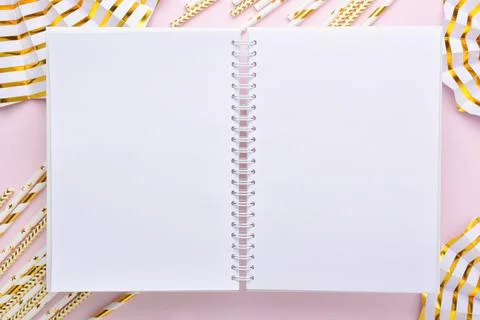 Background with an open notebook on the rings Stock Photos