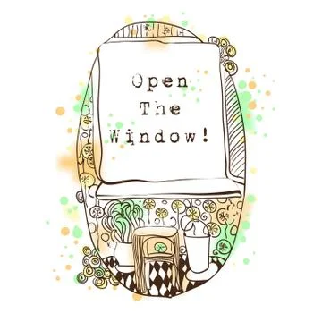 Background with the opened window Stock Illustration