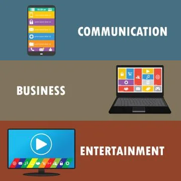 Background or banner, device- smartphone, laptop, TV Stock Illustration