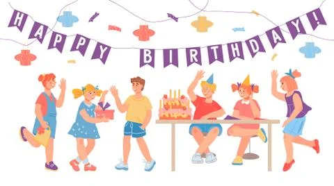 Background or layout of invitation or greeting card for children Birthday par Stock Illustration