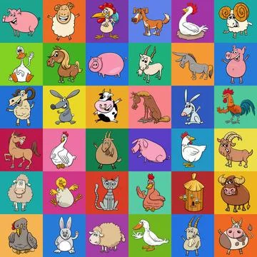 Background or pattern design with cartoon dog farm animals Cartoon illustr... 스톡 사진