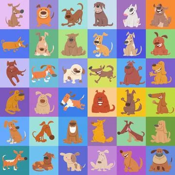 Background or pattern design with happy dog characters Cartoon illustratio... Foto stock
