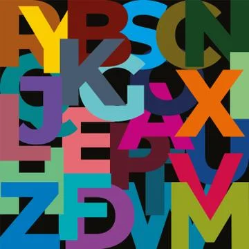 Background or pattern of letters. Letters of different colors Stock Illustration