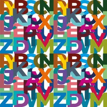 Background or pattern of letters. Letters of different colors Stock Illustration