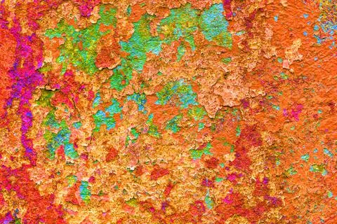 Background or texture of an old wall painted in vivid colors Stock Photos