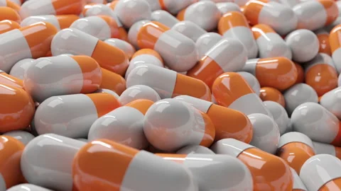 Background With Orange And White Pills Video stock 146155754