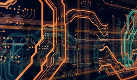 Background  orange digital  integrated  network technology Stock Illustration