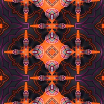 Background with orange elements, kaleidoscopically generated, seamless Stock Illustration