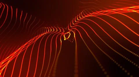 Background from orange glowing particles. 3d render illustration Stock Illustration