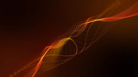 Background from orange glowing particles. 3d render illustration Stock Illustration