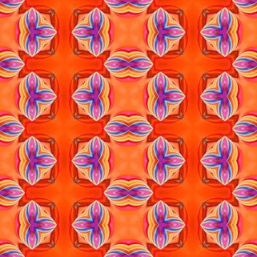 Background in orange, kaleidoscopically generated, seamless Stock Illustration