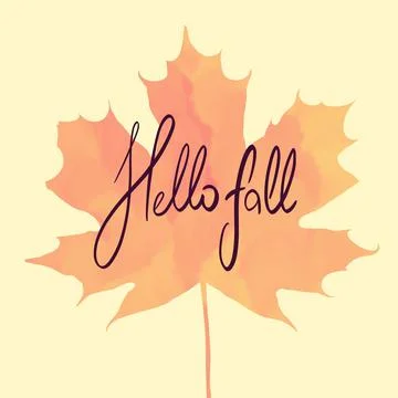Background with orange watercolor leaf. Stock Illustration