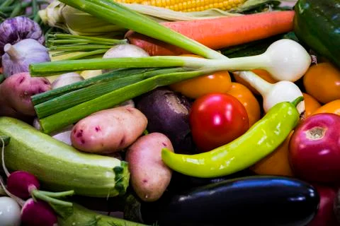 Background from organic vegetables without GMOs Stock Photos