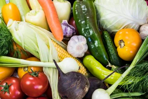 Background from organic vegetables without GMOs Stock Photos