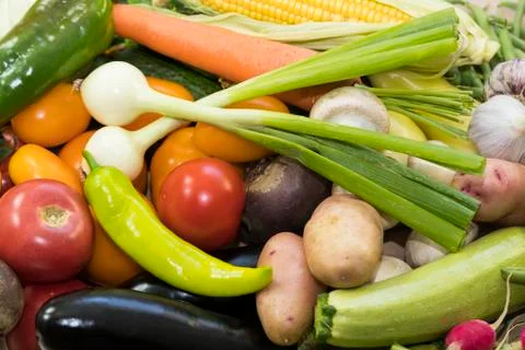 Background from organic vegetables without GMOs Stock Photos