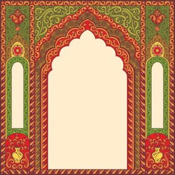 Background ornamented oriental patterned image in the form of an arch. Stock Illustration
