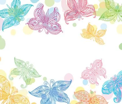 Background with ornate butterflies Stock Illustration