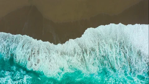 Background overhead turquoise waves crashing on beach Stock Footage 106636436