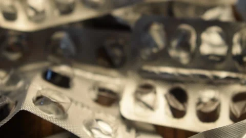 Background of packs for pills Stock Footage 132929455