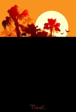 Background with palm trees Illustrazione stock